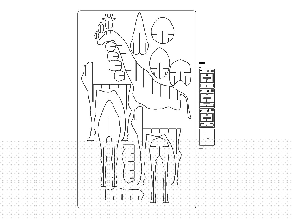 長(zhǎng)頸鹿書柜的嵌套數(shù)控雕刻機(jī) PLT 文件